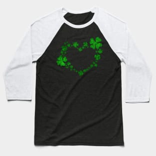 St. Patrick's Day Heart Shaped Clover Design Baseball T-Shirt